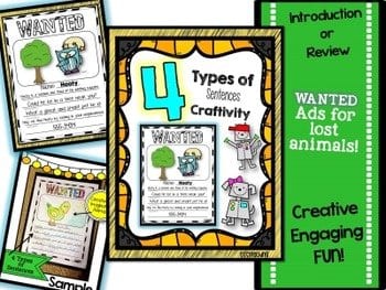 4 Types of Sentences Grammar Craftivity: WANTED Ad - Image 4
