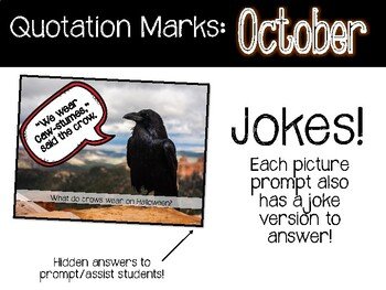 Quotation Marks (Dialogue) October- Picture Writing Prompts and Jokes! - Image 3